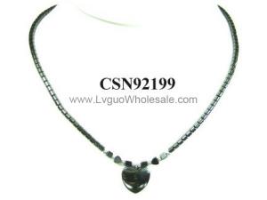 Hematite Heart Pendant Beads Stone Chain Choker Fashion Women Necklace